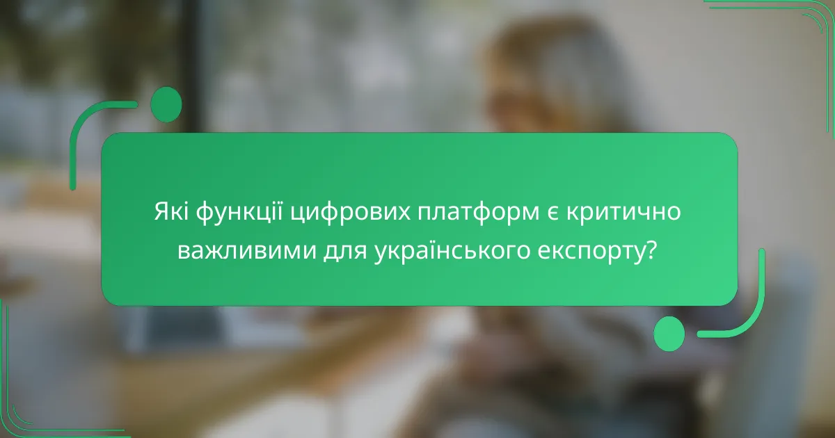 Які функції цифрових платформ є критично важливими для українського експорту?