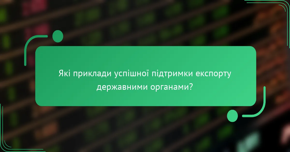 Які приклади успішної підтримки експорту державними органами?