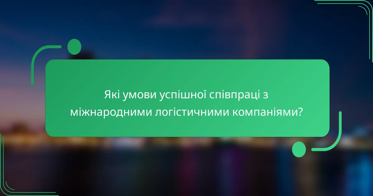 Які умови успішної співпраці з міжнародними логістичними компаніями?