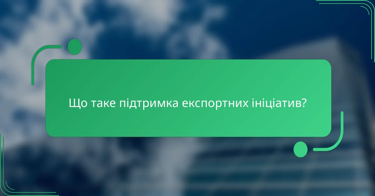 Що таке підтримка експортних ініціатив?