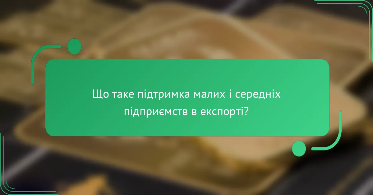 Що таке підтримка малих і середніх підприємств в експорті?