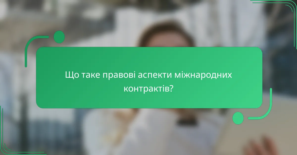 Що таке правові аспекти міжнародних контрактів?